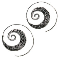 Load image into Gallery viewer, Messingohrringe versilbert Spiralen Blatt Design geriffelt 925 sterling Silber
