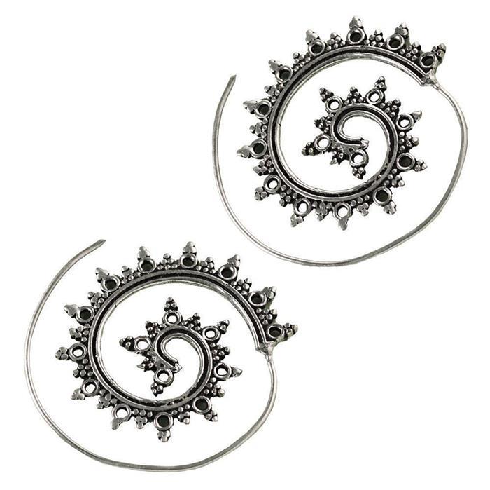 Messingohrringe versilbert Spiralen Kreise Formen Punkte Ornament 925 sterling Silber