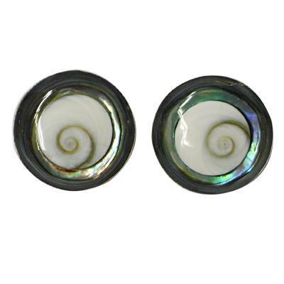Shivaauge Paua Abalone rund Silberohrstecker Ohrstecker 925er Sterling Silber Shiva Auge Eye