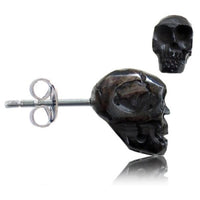 Load image into Gallery viewer, Totenkopf Stein Ohrstecker schwarz Edelstahl Chirurgenstahl Unisex Schmuck Ohrringe
