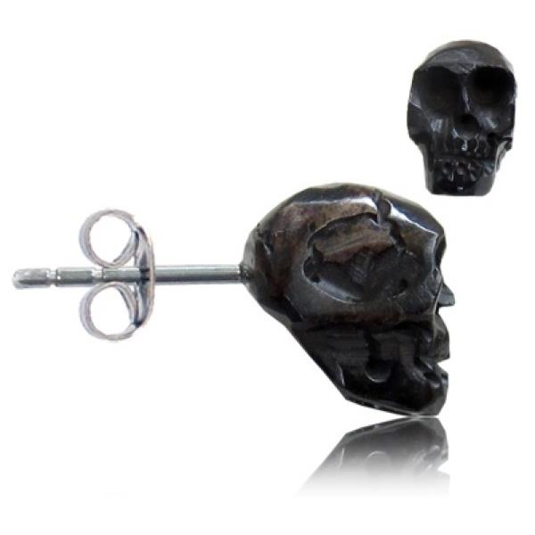 Totenkopf Stein Ohrstecker schwarz Edelstahl Chirurgenstahl Unisex Schmuck Ohrringe