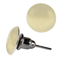 Load image into Gallery viewer, A close-up of a single Ohrstecker knallig rund konvex Stecker Neon Acryl Unisex Ohrring Pin aus nickelfreiem Edelstahl, mit runder, neonfarbener Front und metallischer Rückseite, aus Seiten- und Vogelperspektive gezeigt.
