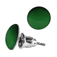 Load image into Gallery viewer, These Ohrstecker bunt rund 8 mm gewölbt feature smooth, dark green acrylic faces and durable, nickelfrei Edelstahl posts and backings, suitable for unisex wear and shown against a white background.
