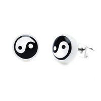 Load image into Gallery viewer, Ohrstecker Halbkugel Yin Yang 8 mm Acryl Unisex Ohrringe Edelstahl nickelfrei zweifarbig
