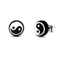 Load image into Gallery viewer, Ohrstecker Halbkugel Yin Yang 8 mm Acryl Unisex Ohrringe Edelstahl nickelfrei zweifarbig
