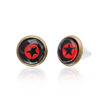 Cargar imagen en el visor de la galería, Brass Ohrstecker Stern Sterne bunt Unisex Ohrringe Edelstahl nickelfrei Kommunismus 12 mm
