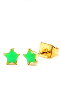 Cargar imagen en el visor de la galería, Brass Ohrstecker Stern 4 mm bunt gold Emaille nickelfrei Messing
