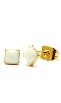 Load image into Gallery viewer, A pair of Brass Ohrstecker Stern Sterne bunt Unisex Ohrringe, 12 mm, made of nickel-free stainless steel, shown from the front and side on a plain white background.
