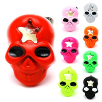 Load image into Gallery viewer, The Brass Ohrstecker Stern Sterne bunt Unisex Ohrringe (12 mm, Edelstahl, nickelfrei) are shown in red, pink, white, orange, green, black, and light blue, arranged on a white background.
