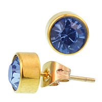 Load image into Gallery viewer, Brass Ohrstecker gold Glaskristall facettiert 6mm rund
