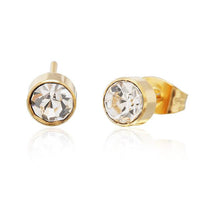 Load image into Gallery viewer, Brass Ohrstecker gold Glaskristall facettiert 6mm rund
