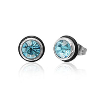 Cargar imagen en el visor de la galería, Brass Ohrstecker silber Gummi Ring Glaskristall facettiert 8mm rund bunt
