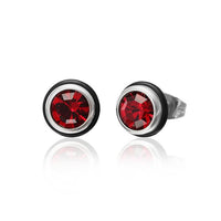 Cargar imagen en el visor de la galería, Brass Ohrstecker silber Gummi Ring Glaskristall facettiert 8mm rund bunt
