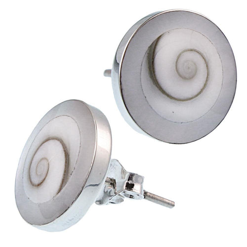 Shivaauge rund 12 mm Perlmutt Silberohrstecker Ohrstecker 925er Sterling Silber Shiva Auge Eye Damen