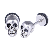 Cargar imagen en el visor de la galería, Fake Piercing Totenkopf Edelstahl Schraubverschluss silber Farben
