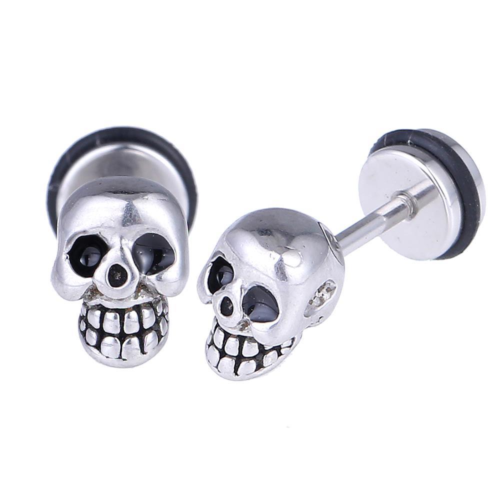 Fake Piercing Totenkopf Edelstahl Schraubverschluss silber Farben