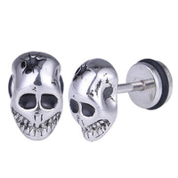 Load image into Gallery viewer, Fake Piercing Totenkopf schwarze Augen Edelstahl Schraubverschluss silber Farben
