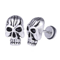 Load image into Gallery viewer, Fake Piercing Totenkopf groß schwarze Linien auf der Stirn Edelstahl Schraubverschluss silberfarben
