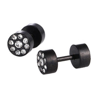 Cargar imagen en el visor de la galería, Fake Piercing schwarz rund weiße Zirkonia Steine Edelstahl Schraubverschluss
