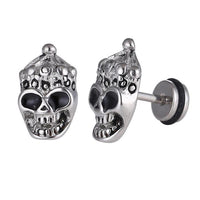 Load image into Gallery viewer, Fake Piercing Totenkopf groß mit Mütze Kugel Edelstahl Schraubverschluss silberfarben
