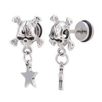 Cargar imagen en el visor de la galería, Fake Piercing Totenkopf Knochen Stern Anhänger Schraubverschluss silberfarben
