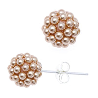 Load image into Gallery viewer, Ohrstecker rosa rund Perlen Kugelohringe groß Kugelohrstecker 8 mm 925er Sterlingsilber
