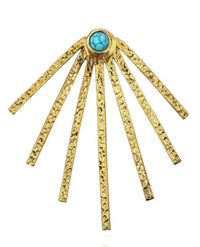 Load image into Gallery viewer, Messing Ohrstecker golden Ear Jacket Strahlen Türkis Onyx rund Doppelohrstecker
