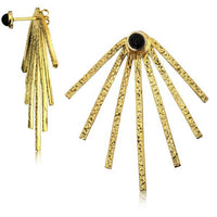 Load image into Gallery viewer, Messing Ohrstecker golden Ear Jacket Strahlen Türkis Onyx rund Doppelohrstecker
