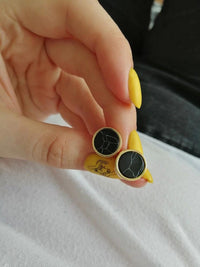 Load image into Gallery viewer, Ohrstecker gold Stein rund Zinklegierung geometrisch
