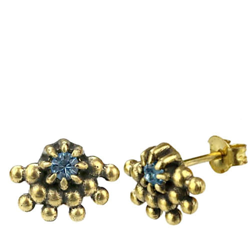 Messing Stein Kristall Ohrstecker gold Wimpern 12mm