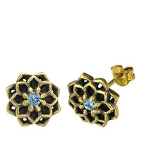 Cargar imagen en el visor de la galería, Messing Stein Kristall Ohrstecker gold Sternblume 12mm
