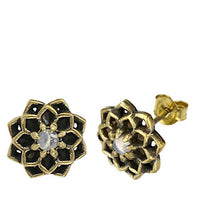Cargar imagen en el visor de la galería, Messing Stein Kristall Ohrstecker gold Sternblume 12mm
