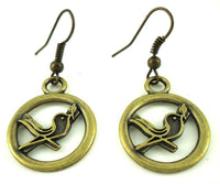 Load image into Gallery viewer, Ohrringe Messing Damen Ohrhänger Kupfer Ohrschmuck Schmuck Kreis Vogel
