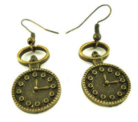 Cargar imagen en el visor de la galería, Ohrringe Messing Damen Ohrhänger Kupfer Ohrschmuck Schmuck Uhr rund
