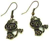 Cargar imagen en el visor de la galería, Ohrringe Messing Damen Ohrhänger Kupfer Ohrschmuck Schmuck Katze Kopf groß
