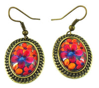 Cargar imagen en el visor de la galería, Ohrringe Messing Damen Ohrhänger Kupfer Ohrschmuck Schmuck oval Muster Raisin
