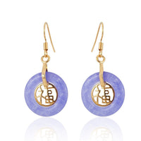 Cargar imagen en el visor de la galería, A pair of round brass Ohrhänger Damen featuring Katzenauge stones, stylish and nickelfrei—perfect earrings for sensitive ears.
