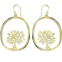 Cargar imagen en el visor de la galería, Ohrringe oval Baum des Lebens Messing antik golden Damen Ohrhänger nickelfrei Tribal Schmuck
