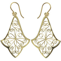 Cargar imagen en el visor de la galería, Ohrringe Glockenblume Spiralen glänzend Messing antik golden Damen Ohrhänger nickelfrei Tribal Brass
