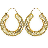 Cargar imagen en el visor de la galería, Ohrringe Spirale Punkte Kreis Brass Messing antik golden nickelfrei Tribal Schmuck Piercing
