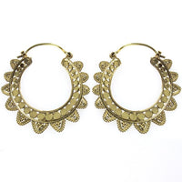 Load image into Gallery viewer, Ohrringe Kreise Dreiecke Punkte rund Messing Brass antik golden Tribal nickelfrei Schmuck Piercing

