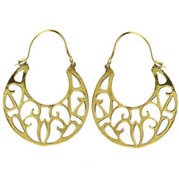 Load image into Gallery viewer, Ohrringe glänzend Stanzmuster Sichel Brass Messing antik golden nickelfrei Tribal Schmuck Piercing
