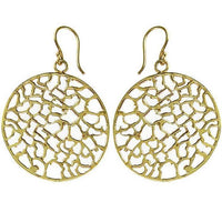 Load image into Gallery viewer, Ohrringe Kreis ungleichmäßig Muster 33 mm Messing golden Tribal nickelfrei Ohrhänger Brass antik
