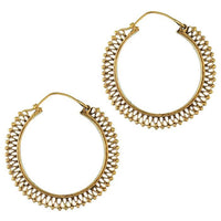 Load image into Gallery viewer, Ohrringe dunkel Punkte Bögen Tropfen Messing antik golden Tribal nickelfrei Schmuck Piercing Brass
