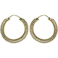 Load image into Gallery viewer, Ohrringe dunkel Punkte Bögen Tropfen Messing antik golden Tribal nickelfrei Schmuck Piercing Brass
