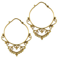 Load image into Gallery viewer, Ohrringe Kreis Spiralen Kugeln Messing Brass antik golden Tribal nickelfrei Piercing Schmuck
