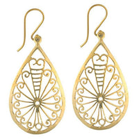 Load image into Gallery viewer, Ohrringe Träne Spiralen glänzend Messing Brass antik golden Tribal Ohrhänger nickelfrei Schmuck
