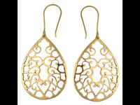 Load image into Gallery viewer, Ohrringe Tropfen dick Muster spiralig Messing Brass antik golden Tribal Ohrhänger nickelfrei Schmuck
