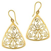Load image into Gallery viewer, Ohrringe Dreieck Mandel Spiralen Messing antik golden Tribal Brass Ohrhänger nickelfrei Schmuck
