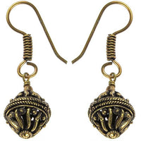 Load image into Gallery viewer, Ohrringe 20mm Kugeln Seil Wellen hohl Messing antik
